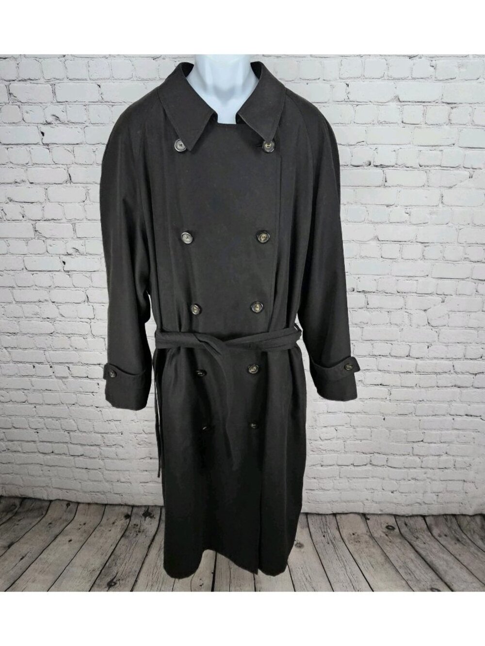 Lauren Ralph Lauren Black Microfiber Wool Blend Liner Belted Trench Coat  44R